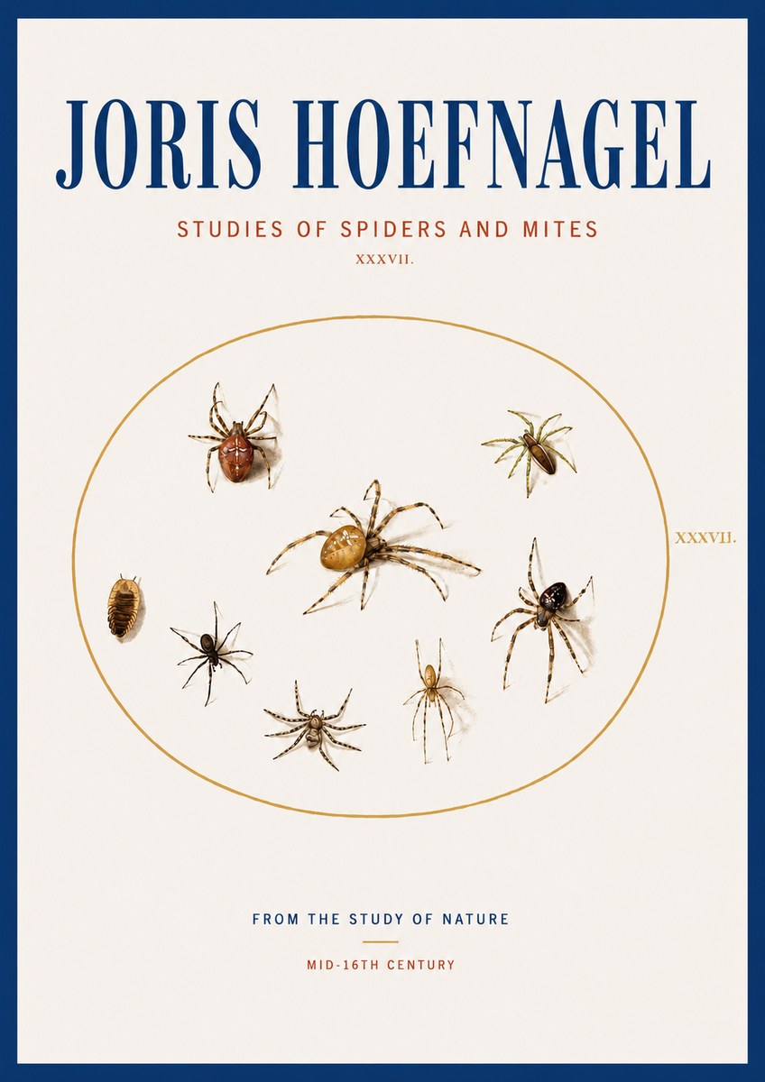 Joris Hoefnagel Study of Spiders and Mites - Plate Xxxvii. No4 - Póster