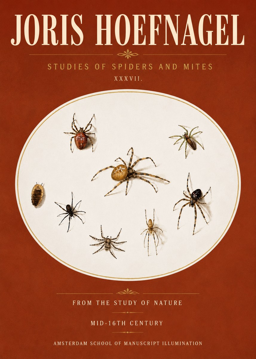 Joris Hoefnagel Study of Spiders and Mites - Plate Xxxvii. No6 - Póster