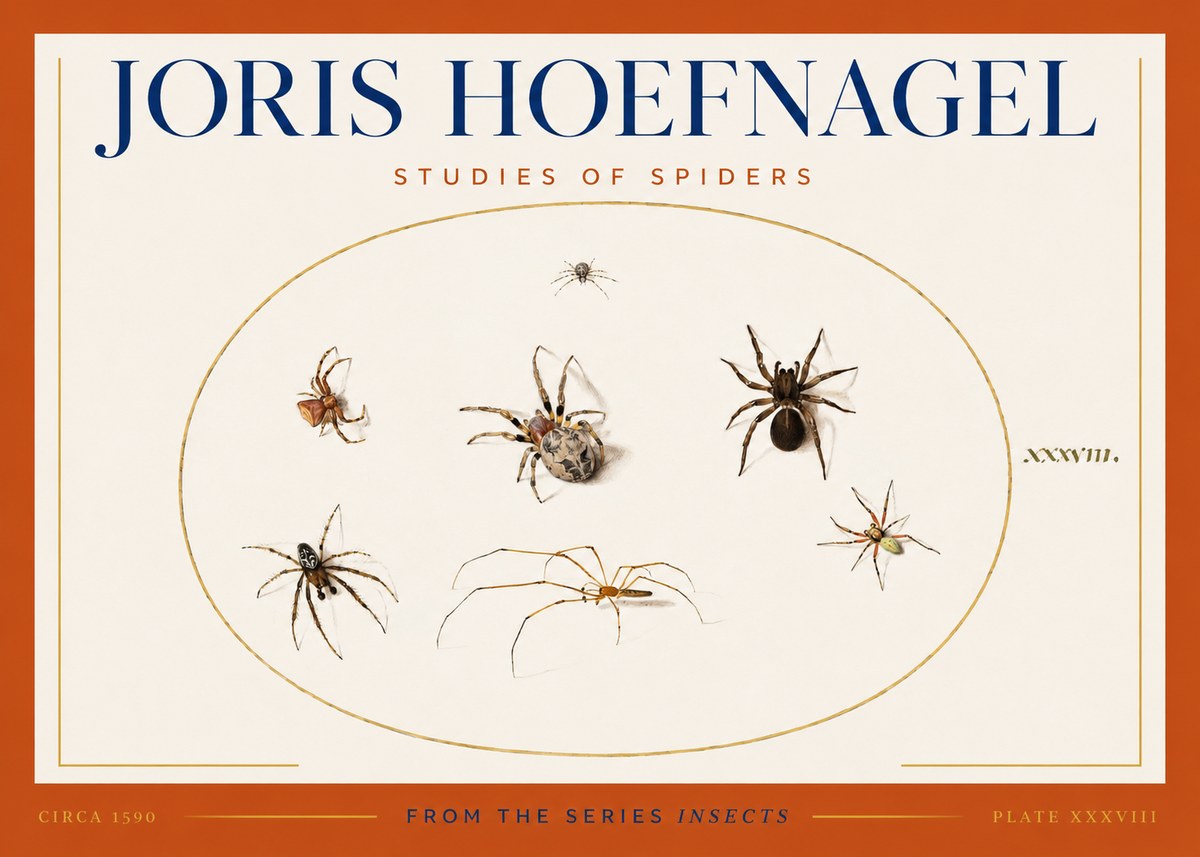 Joris Hoefnagel Studies of Spiders I No3 - Póster