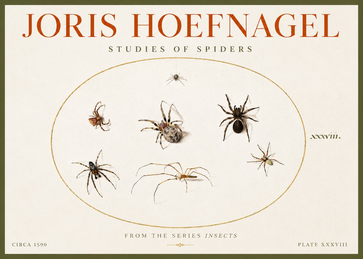 Joris Hoefnagel Studies of Spiders I No4 - Póster
