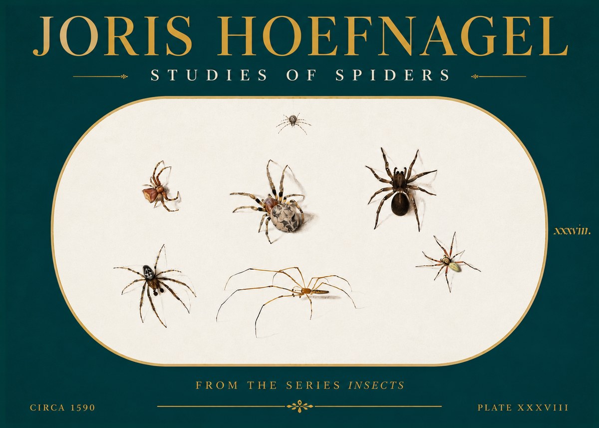 Joris Hoefnagel Studies of Spiders I No5 - Póster