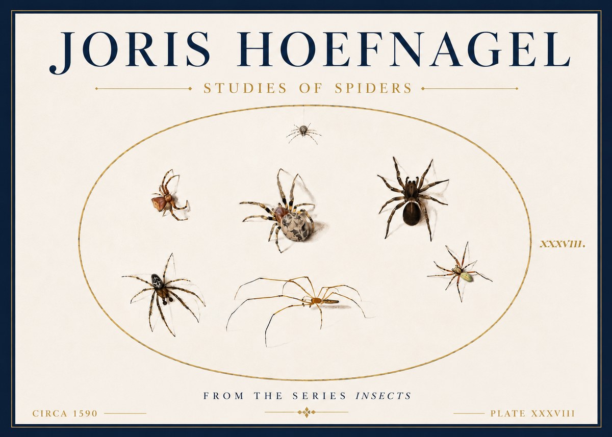 Joris Hoefnagel Studies of Spiders I No6 - Póster