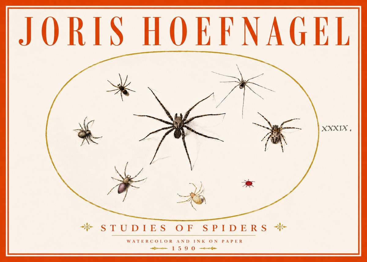 Joris Hoefnagel Studies of Spiders II No6 - Póster