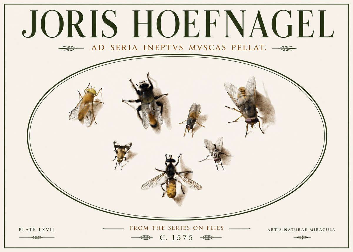Joris Hoefnagel From the Series on Flies - Plate Lxvii. No6 - Póster