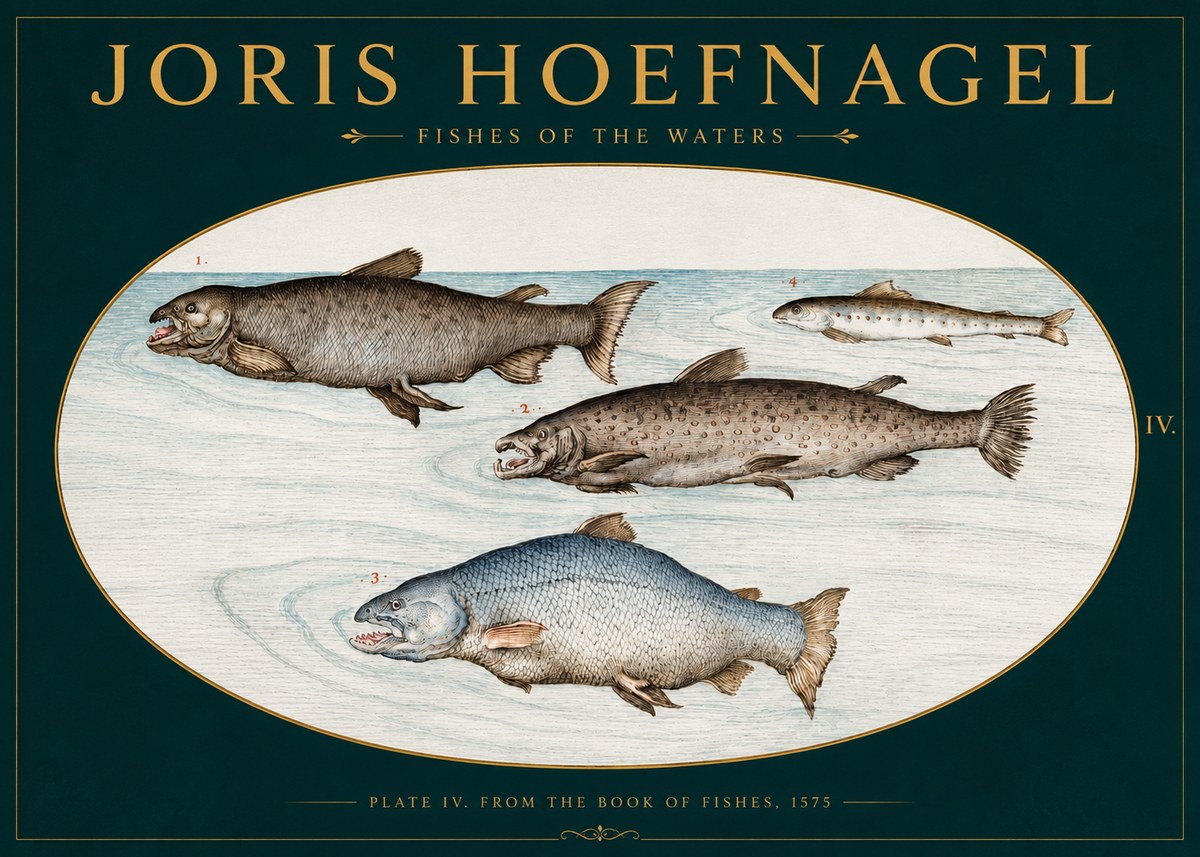 Joris Hoefnagel Fishes of the Waters I No3 - Póster