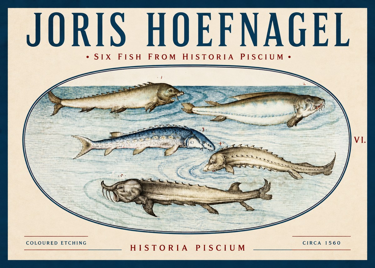 Joris Hoefnagel Fishes of Northern Waters No4 - Póster