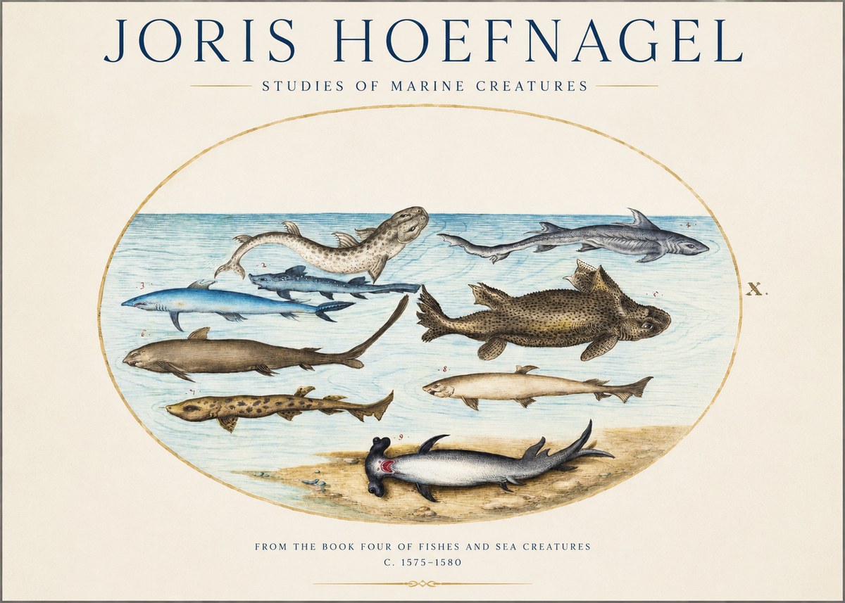 Joris Hoefnagel Studies of Marine Creatures No1 - Póster