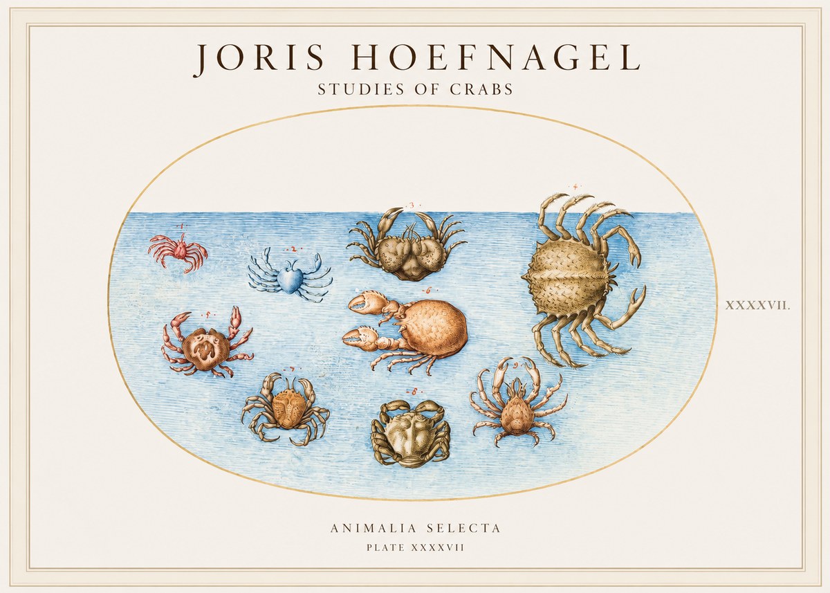 Joris Hoefnagel Studies of Crabs No1 - Póster