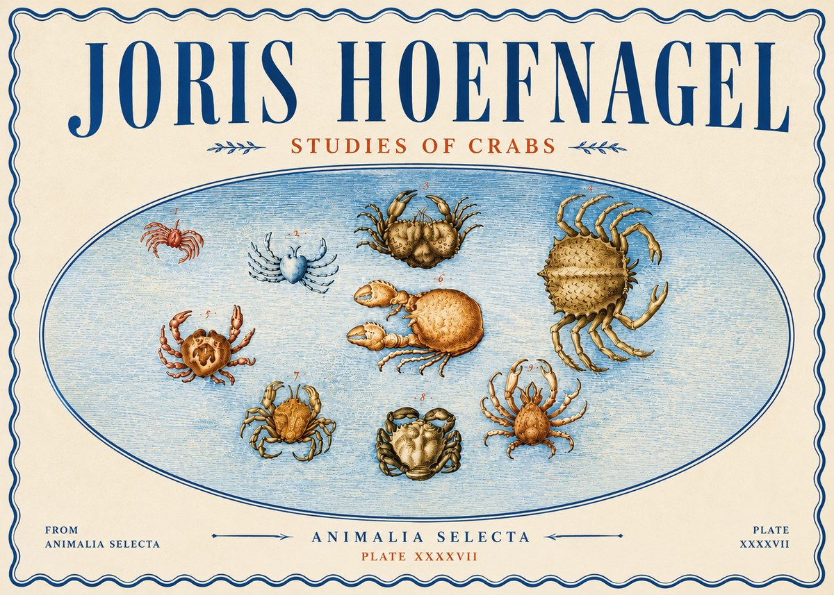 Joris Hoefnagel Studies of Crabs No6 - Póster