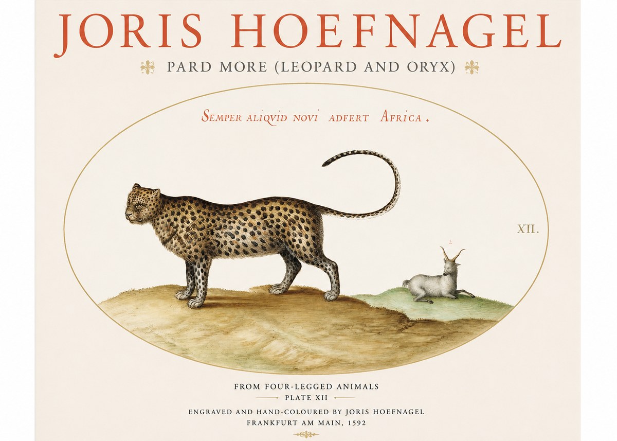 Joris Hoefnagel Pard More (Leopard and Oryx) No1 - Póster