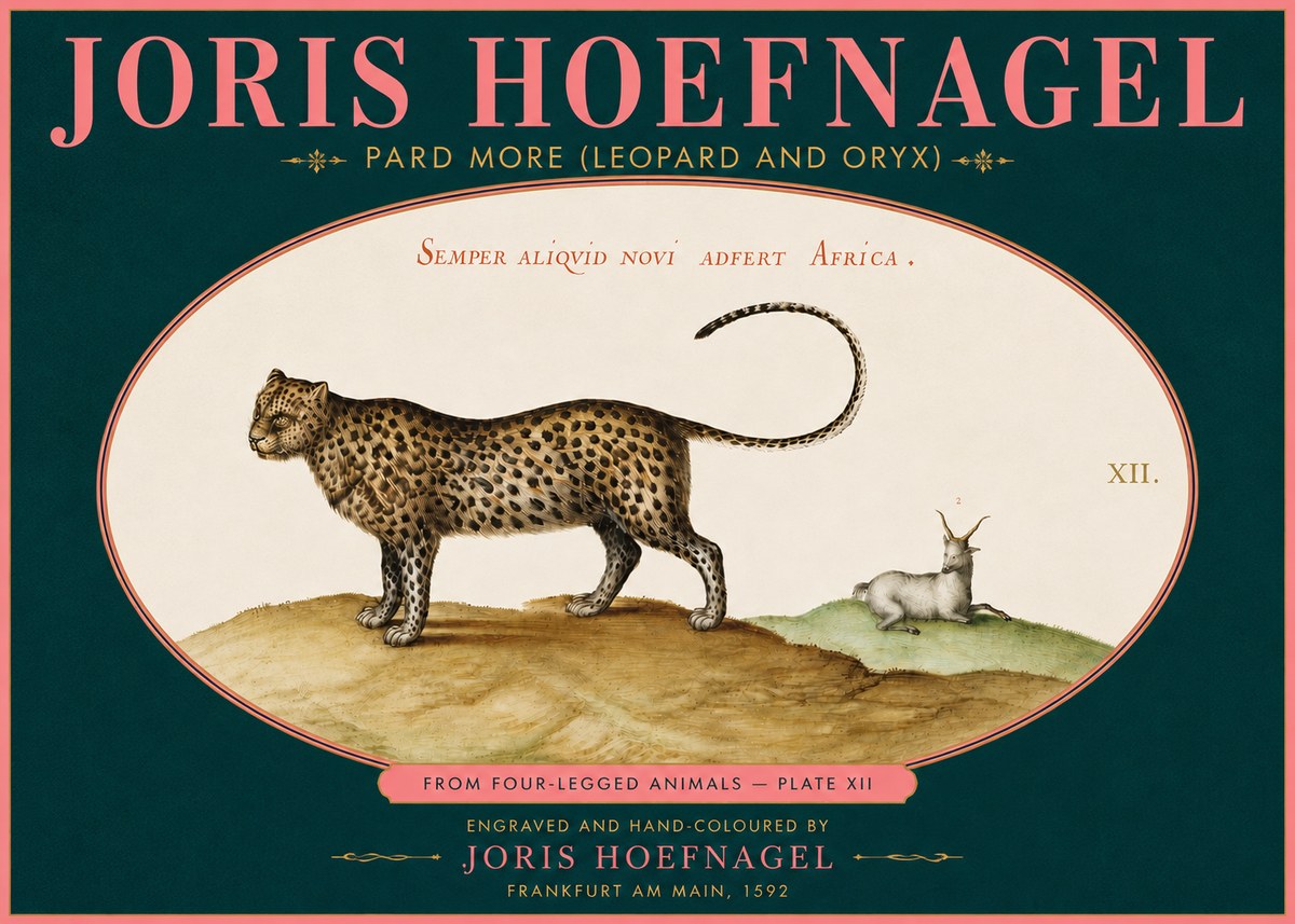 Joris Hoefnagel Pard More (Leopard and Oryx) No5 - Póster