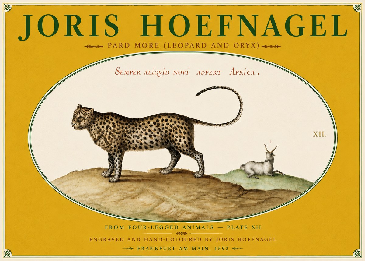 Joris Hoefnagel Pard More (Leopard and Oryx) No6 - Póster