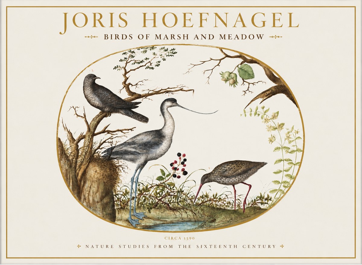 Joris Hoefnagel Birds of Marsh and Meadow No1 - Póster