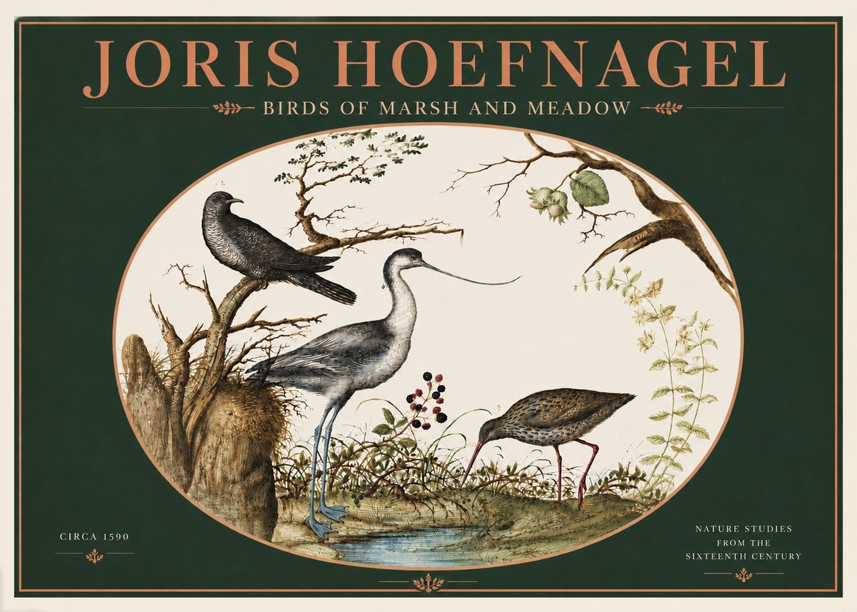 Joris Hoefnagel Birds of Marsh and Meadow No4 - Póster