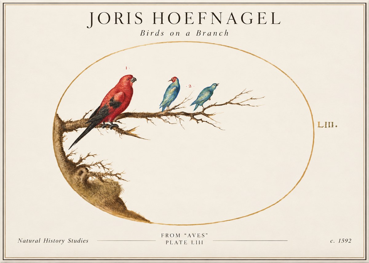 Joris Hoefnagel Birds on a Branch No2 - Póster
