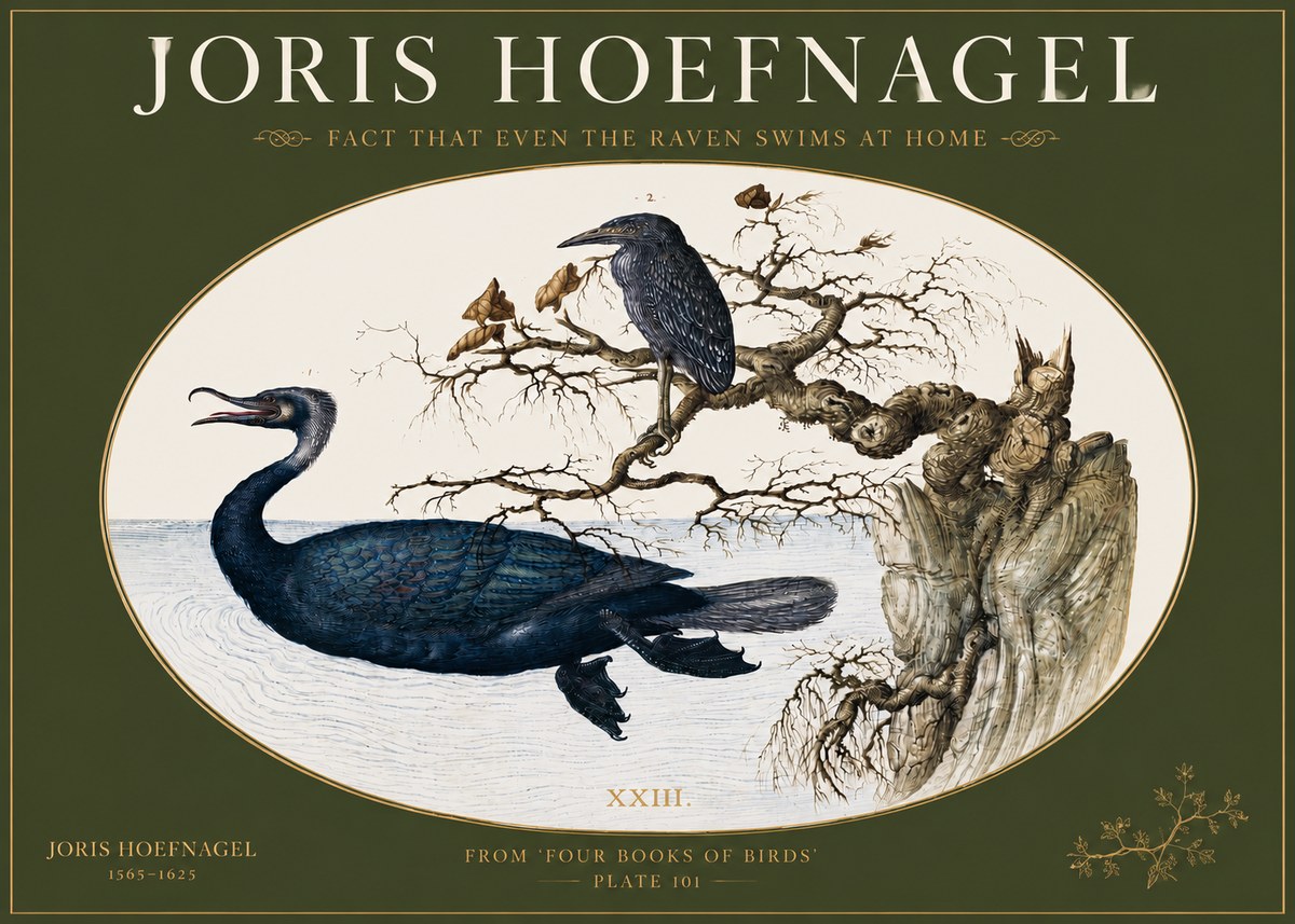 Joris Hoefnagel Fact That Even the Raven Swims at Home No3 - Póster