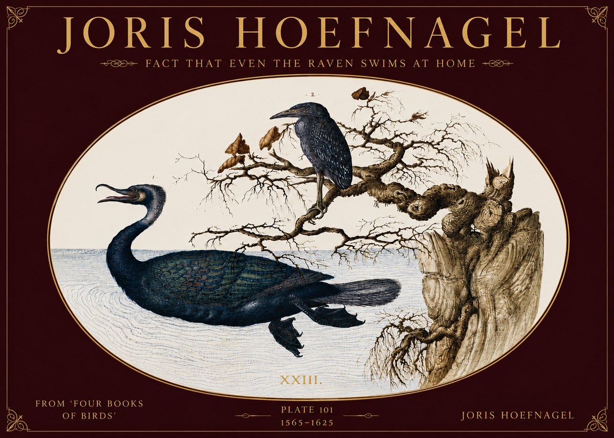 Joris Hoefnagel Fact That Even the Raven Swims at Home No5 - Póster