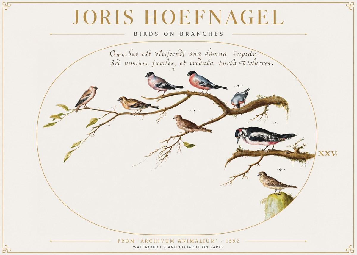 Joris Hoefnagel Birds on Branches No1 - Póster