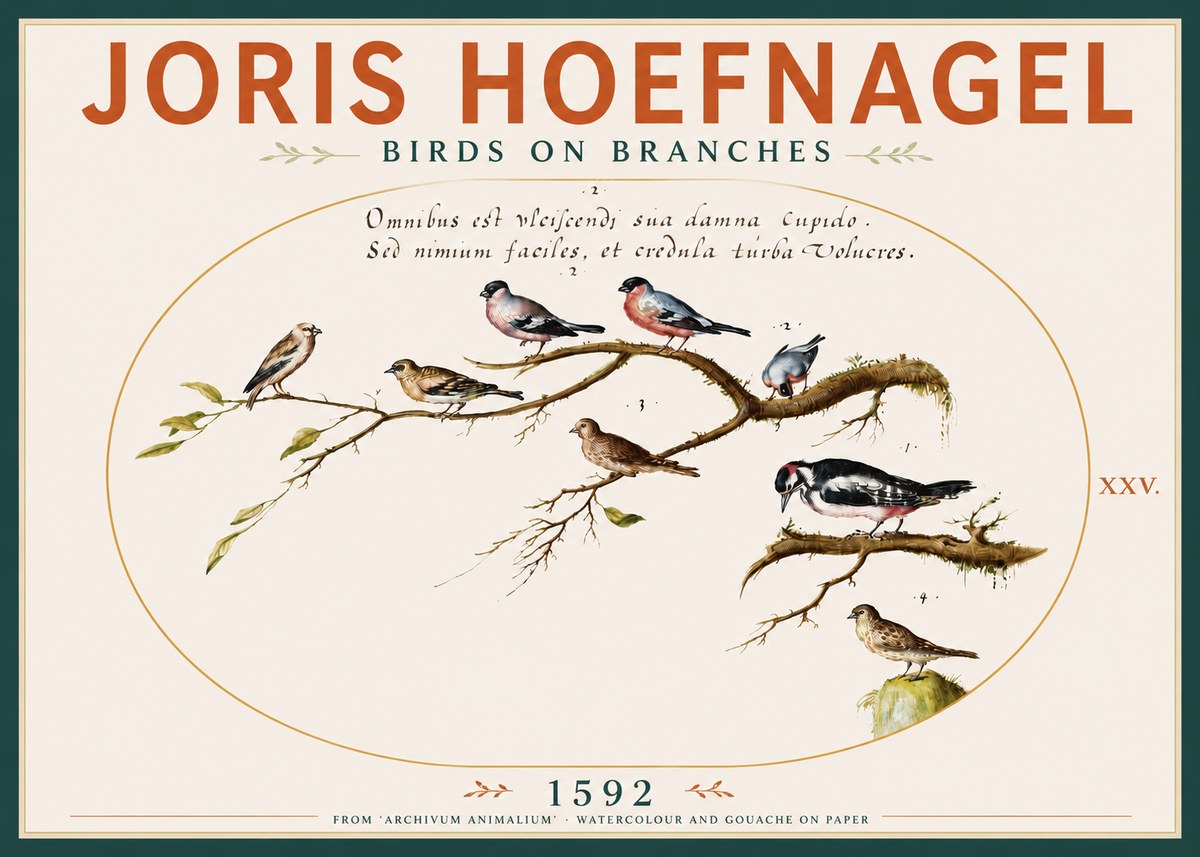 Joris Hoefnagel Birds on Branches No4 - Póster