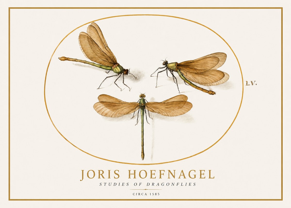 Joris Hoefnagel Studies of Dragonflies No1 - Póster