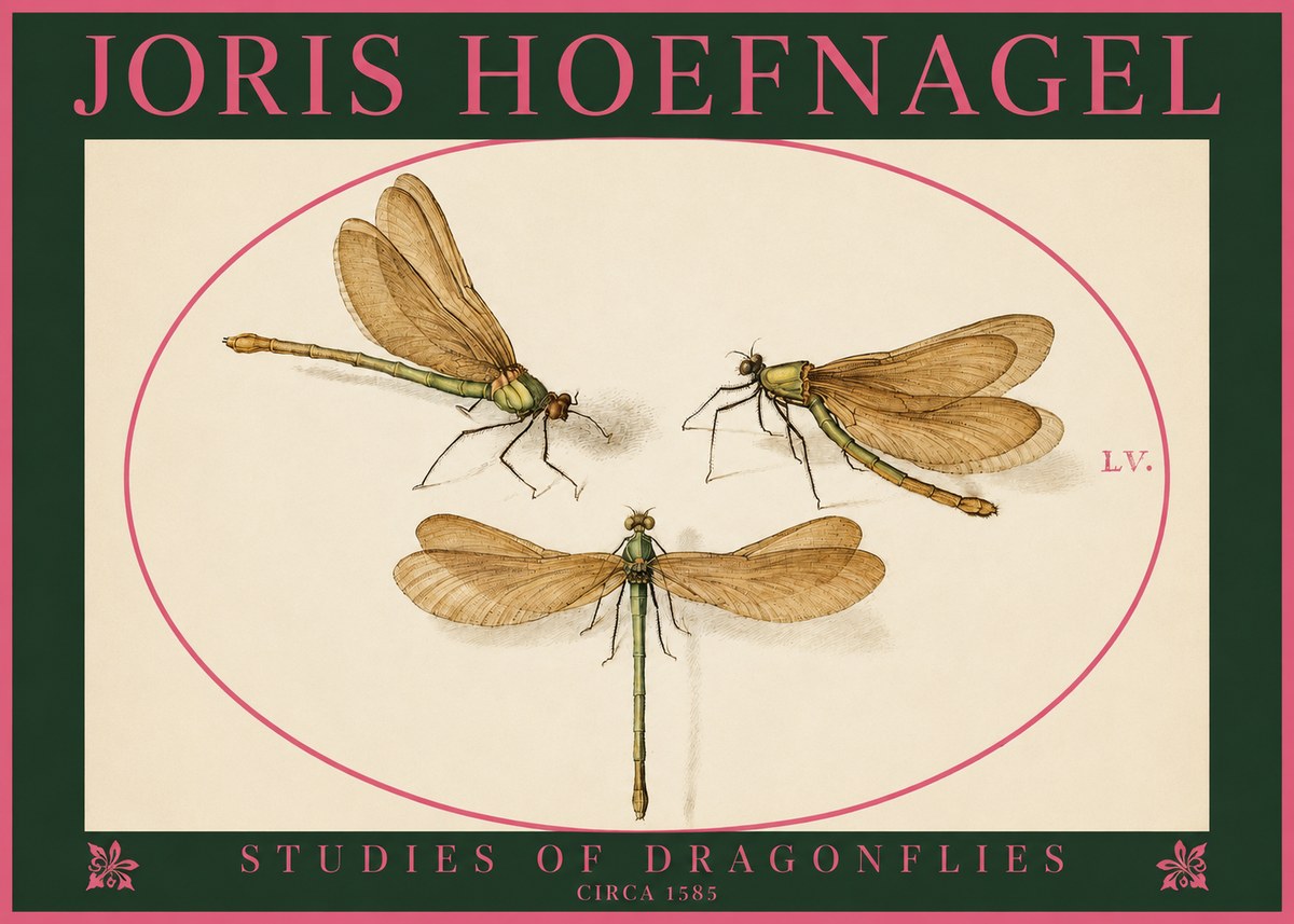 Joris Hoefnagel Studies of Dragonflies No2 - Póster