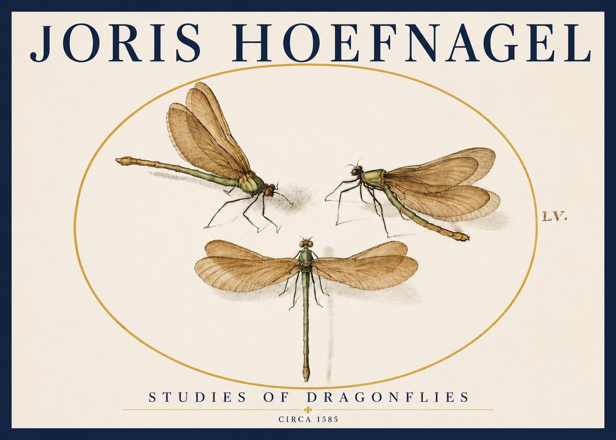 Joris Hoefnagel Studies of Dragonflies No3 - Póster