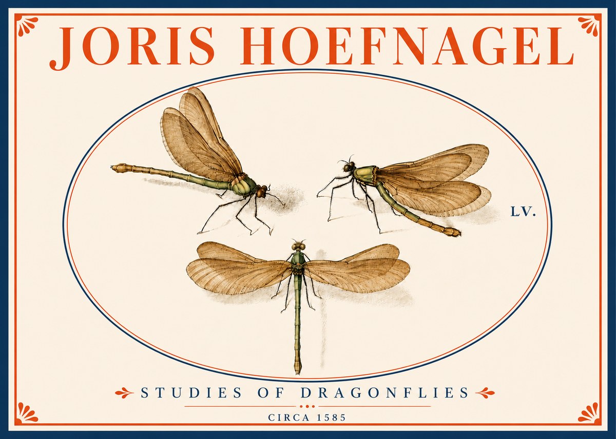 Joris Hoefnagel Studies of Dragonflies No5 - Póster