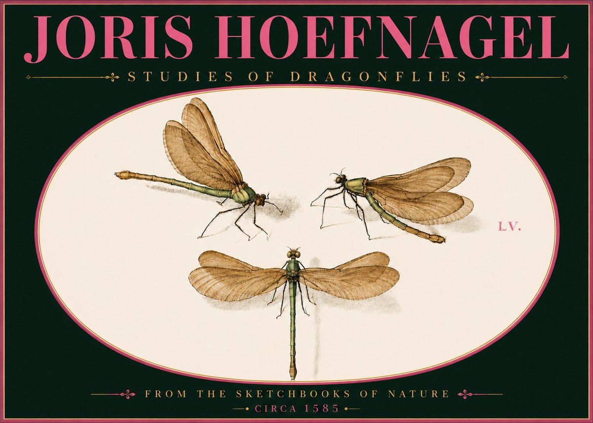 Joris Hoefnagel Studies of Dragonflies No6 - Póster