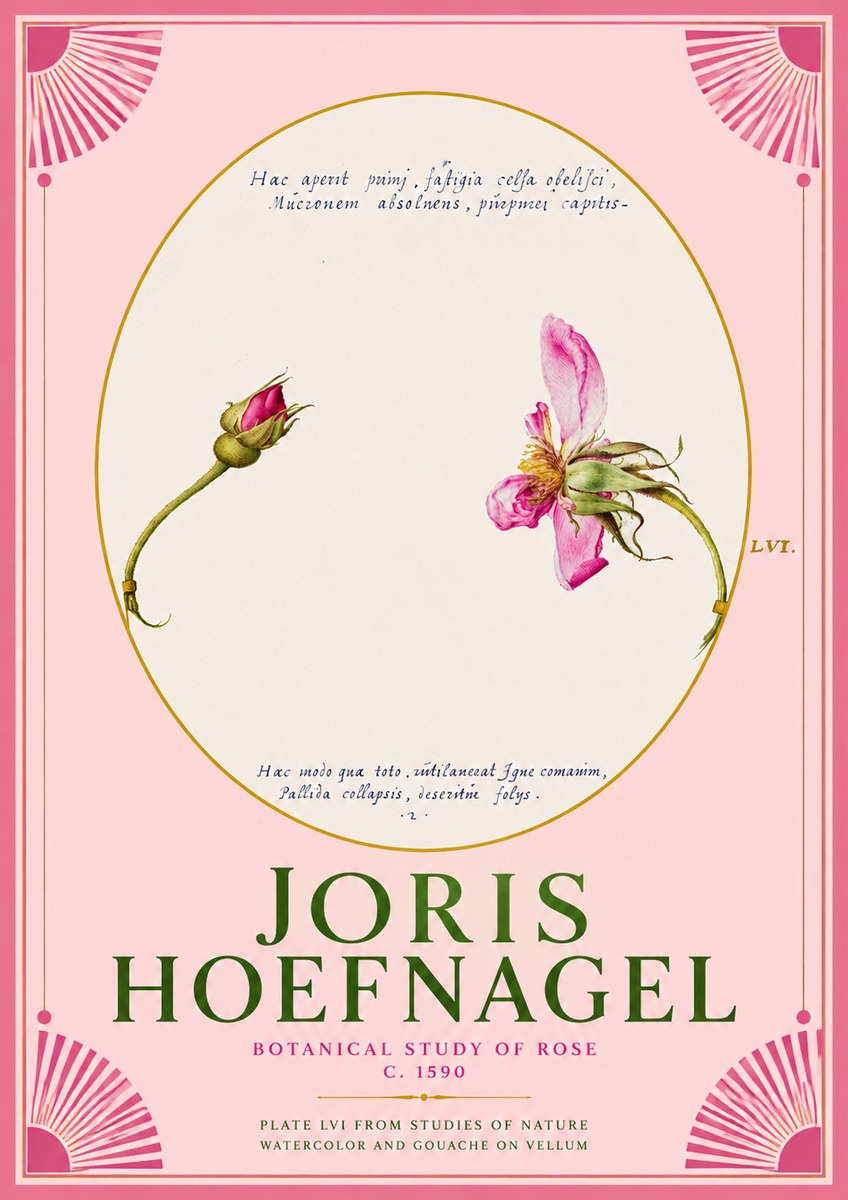 Joris Hoefnagel Botanical Study of Rose No2 - Póster