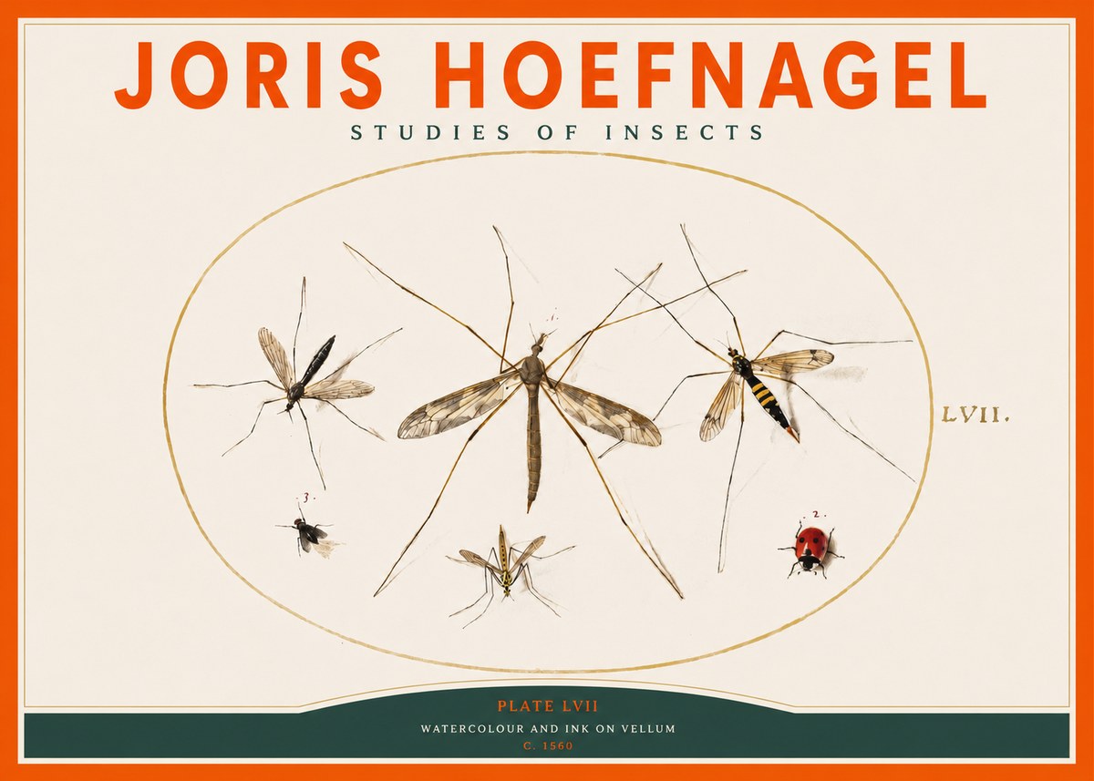 Joris Hoefnagel Studies of Insects II No2 - Póster