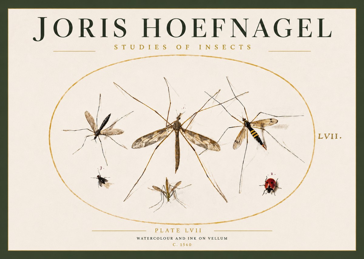 Joris Hoefnagel Studies of Insects II No3 - Póster