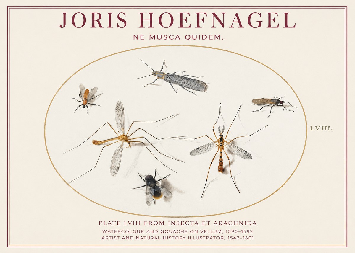 Joris Hoefnagel Plate Lviii from Insecta Et Arachnida No1 - Póster
