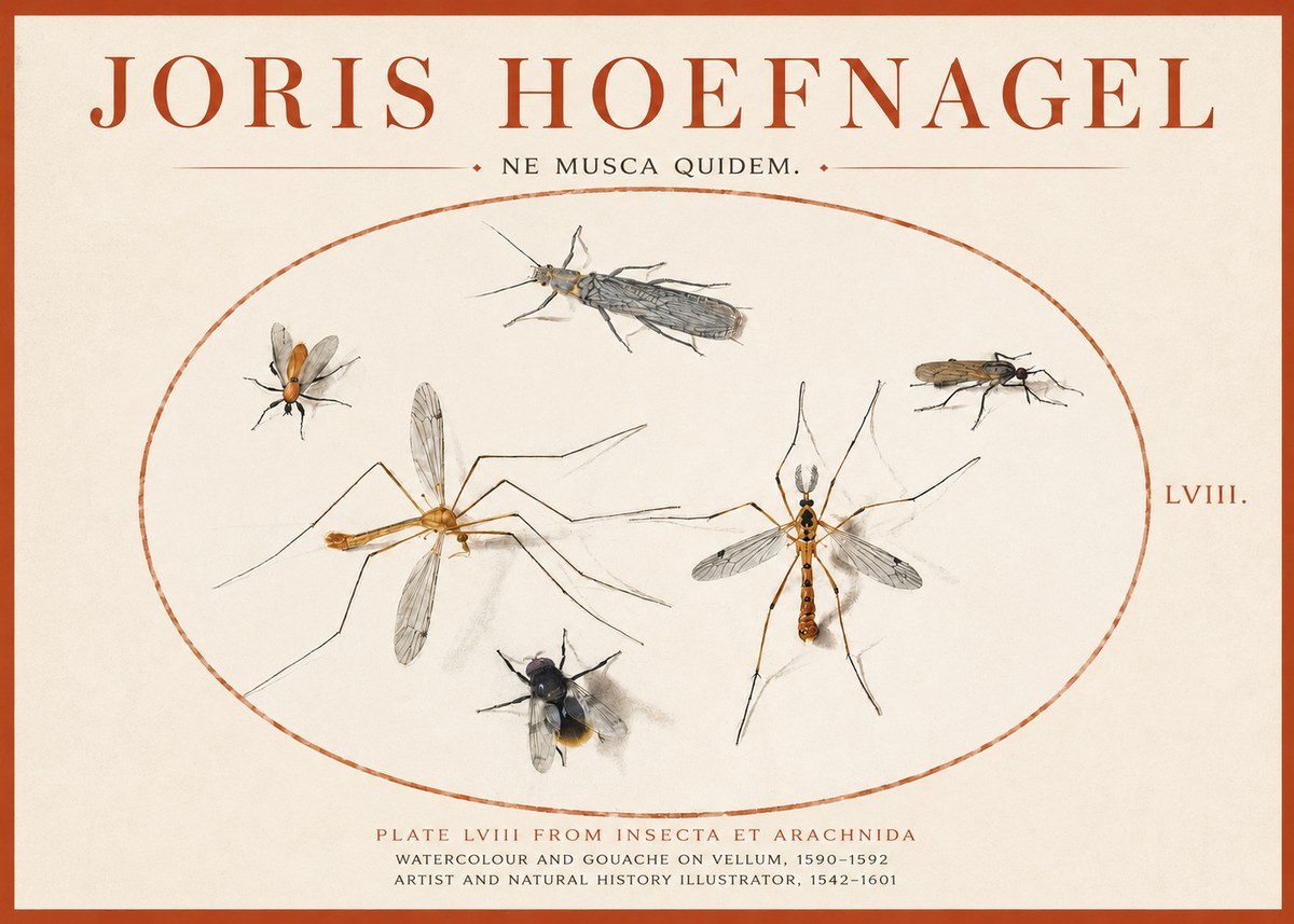 Joris Hoefnagel Plate Lviii from Insecta Et Arachnida No3 - Póster