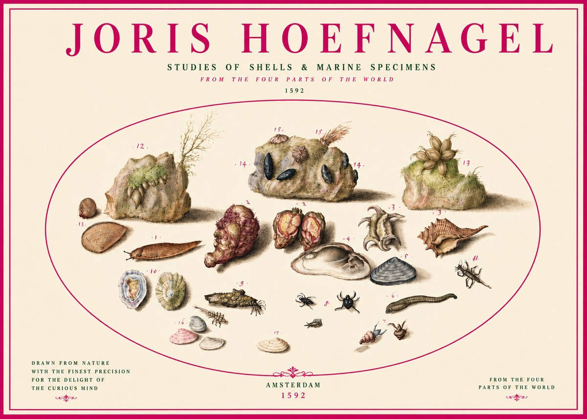 Joris Hoefnagel Studies of Shells & Marine Specimens No3 - Póster