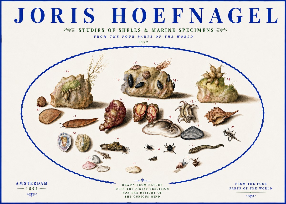 Joris Hoefnagel Studies of Shells & Marine Specimens No5 - Póster