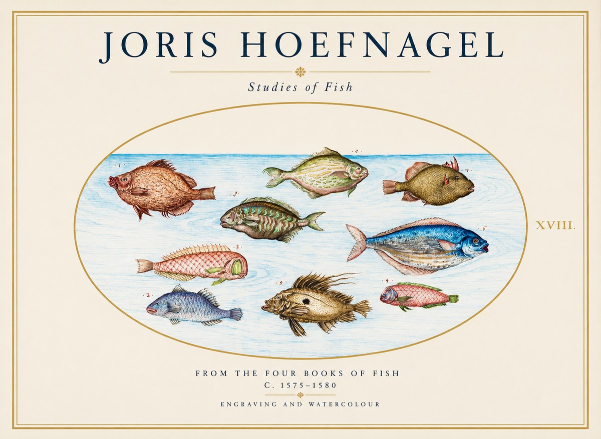 Joris Hoefnagel Studies of Fish I No1 - Póster