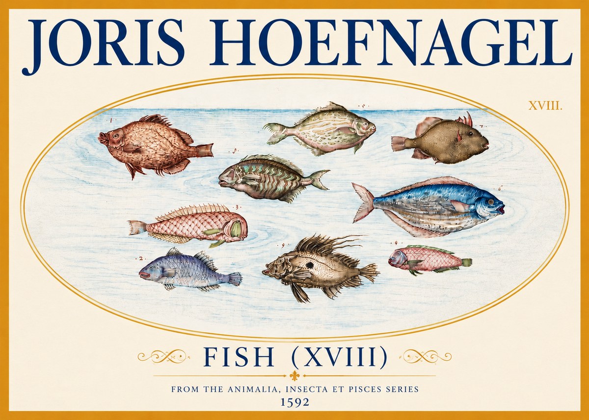 Joris Hoefnagel Studies of Fish I No4 - Póster
