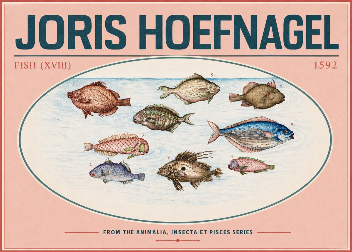 Joris Hoefnagel Studies of Fish I No6 - Póster