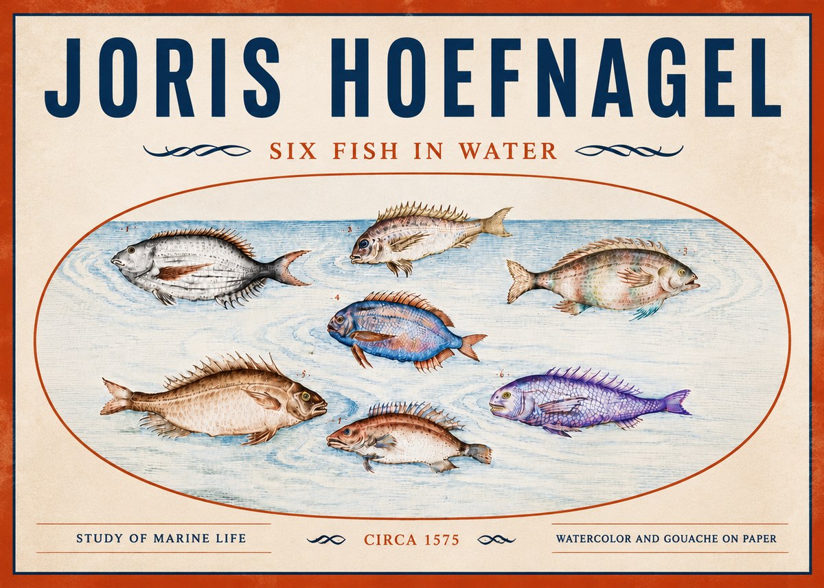 Joris Hoefnagel Six Fish in Water No5 - Póster