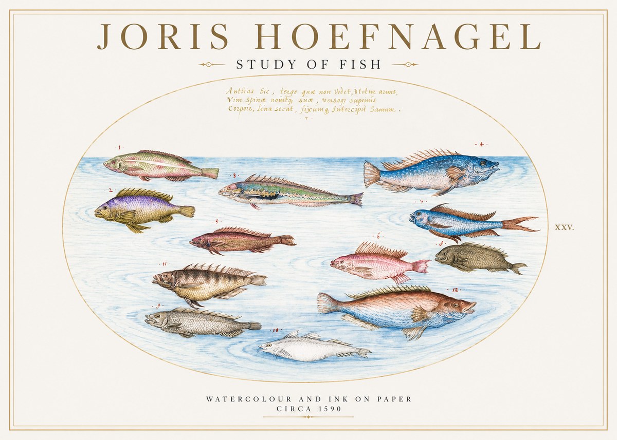 Joris Hoefnagel Study of Fish No2 - Póster