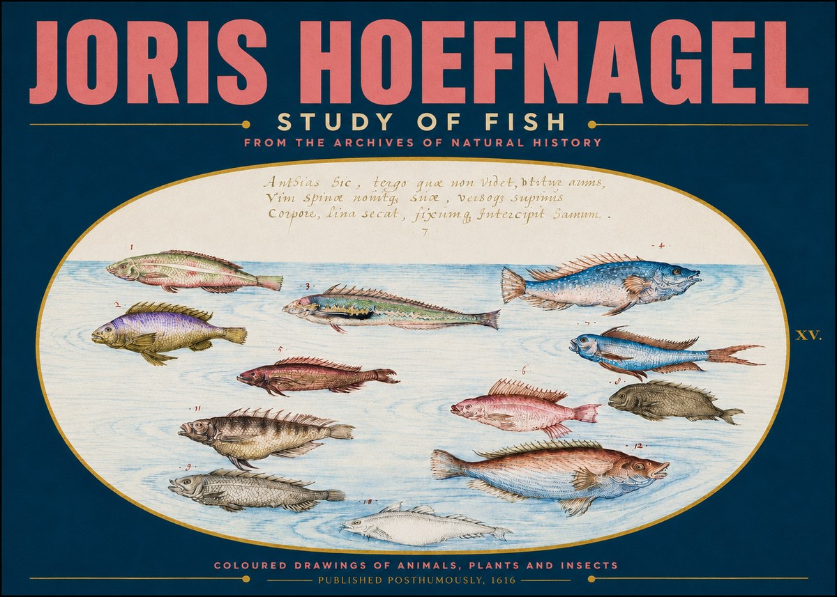 Joris Hoefnagel Study of Fish No4 - Póster