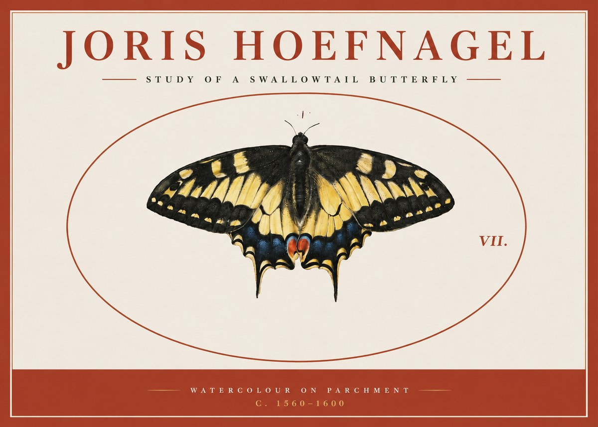 Joris Hoefnagel Study of a Swallowtail Butterfly No3 - Póster