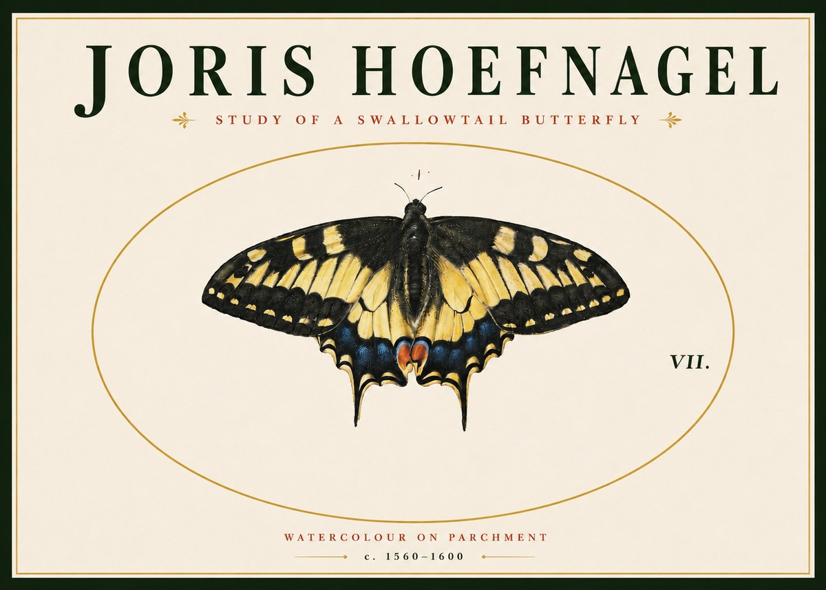 Joris Hoefnagel Study of a Swallowtail Butterfly No4 - Póster