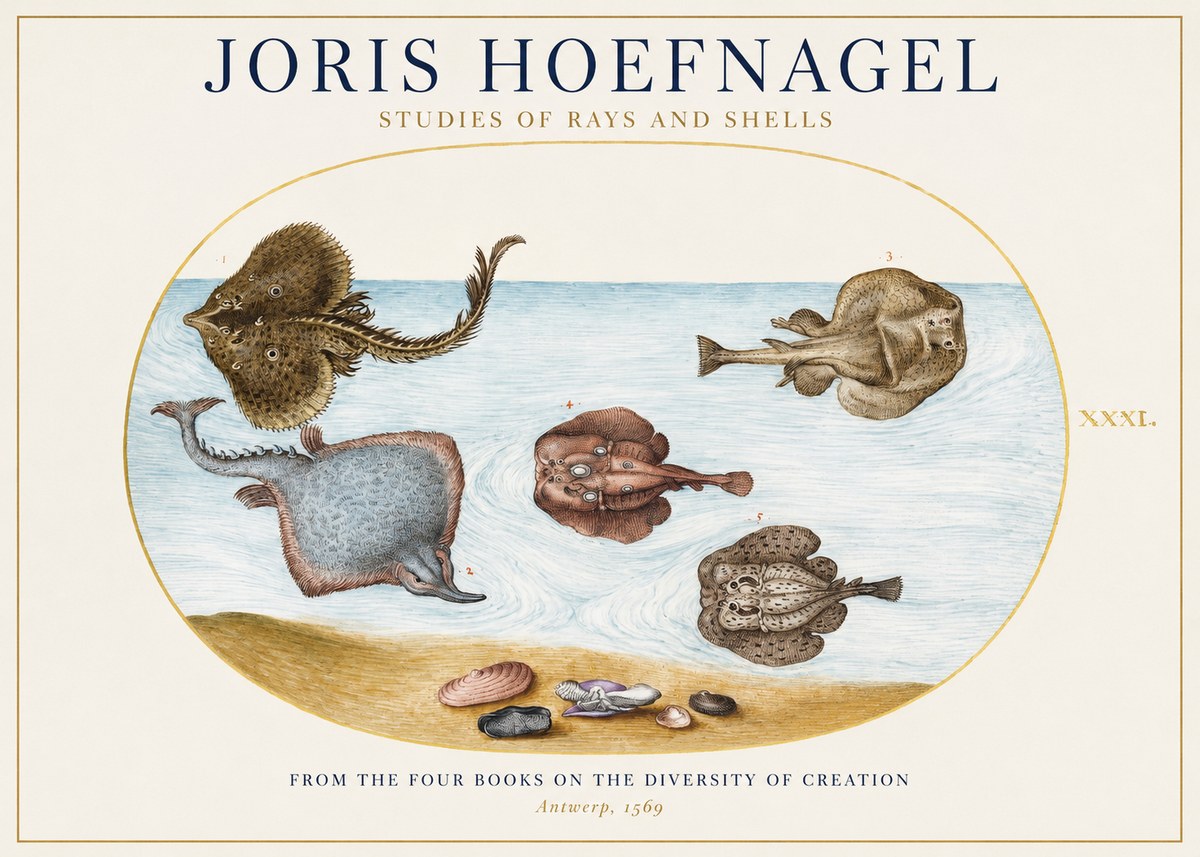 Joris Hoefnagel Studies of Rays and Shells No1 - Póster