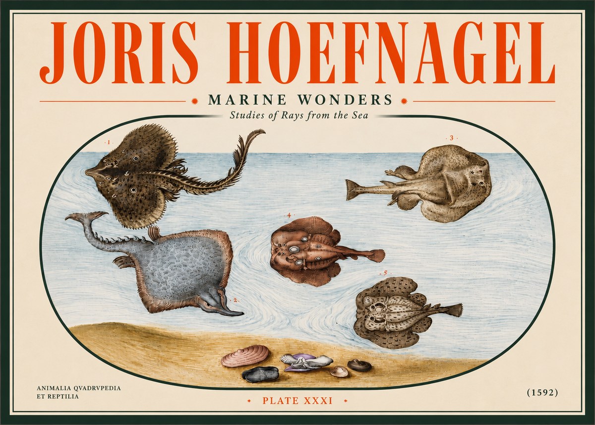 Joris Hoefnagel Studies of Rays and Shells No5 - Póster