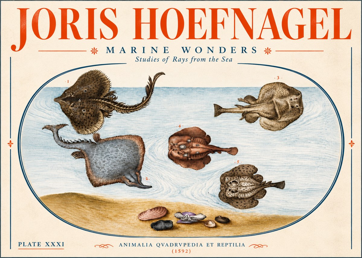 Joris Hoefnagel Studies of Rays and Shells No6 - Póster