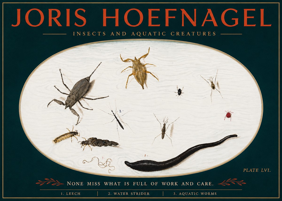 Joris Hoefnagel Insects and Aquatic Creatures No4 - Póster