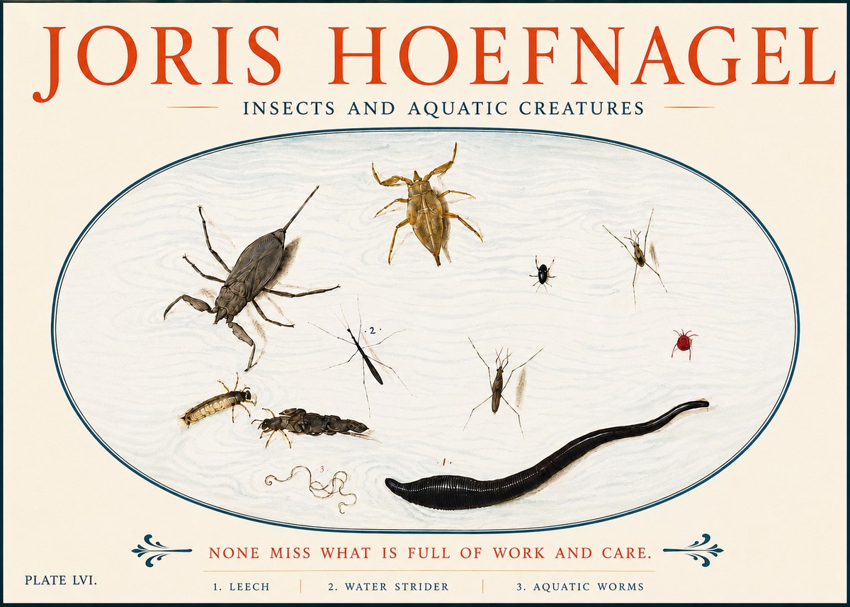 Joris Hoefnagel Insects and Aquatic Creatures No5 - Póster