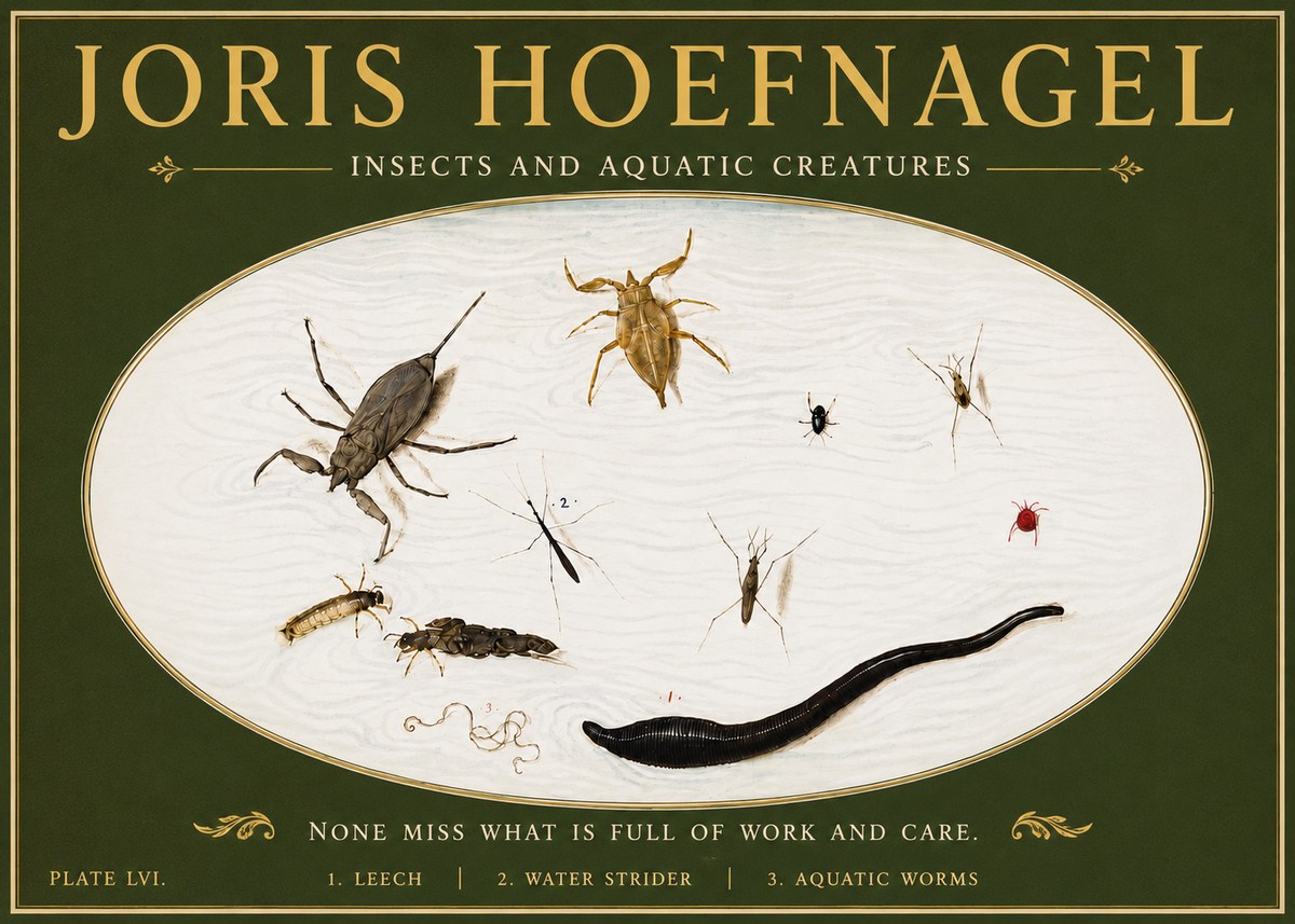 Joris Hoefnagel Insects and Aquatic Creatures No6 - Póster