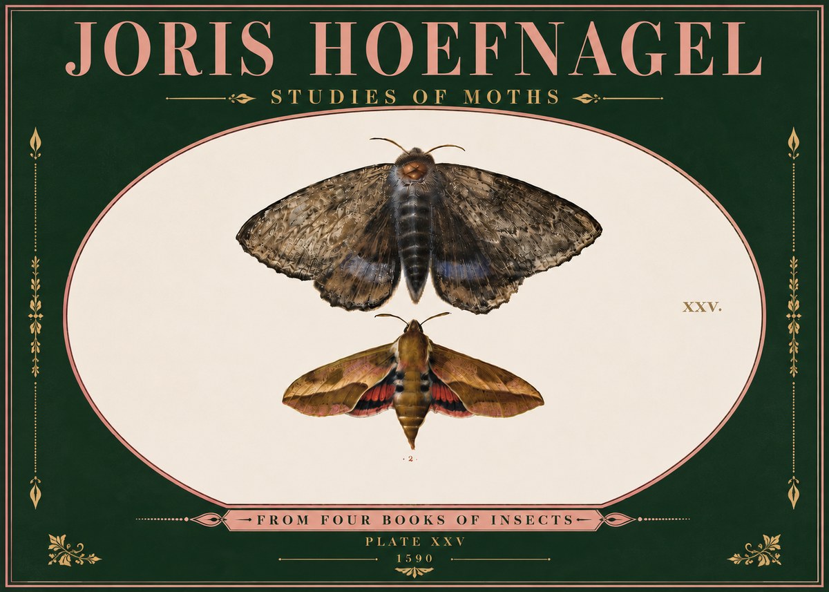 Joris Hoefnagel Studies of Moths I No6 - Póster